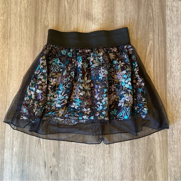 Blue Impus Floral Print and Tulle Flowy Skirt Medium - Picture 1 of 9